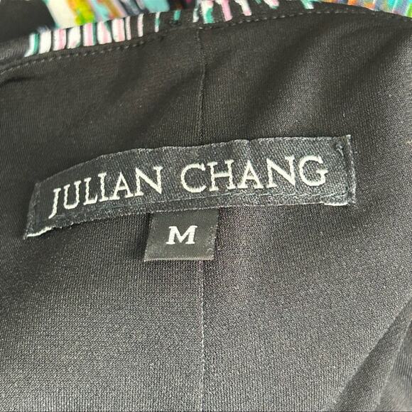 Julian Chang Fit & Flare Mini Dress Open Back Racerback Abstract Print Medium - Picture 10 of 13